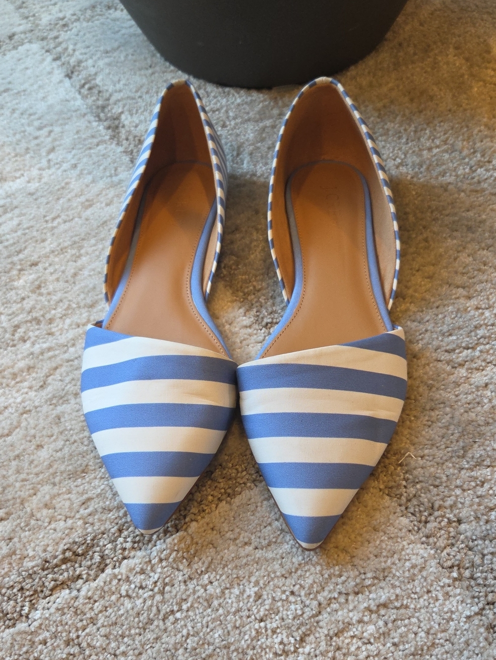 J. Crew Zoe D'Orsay Flats Blue And White Stripes